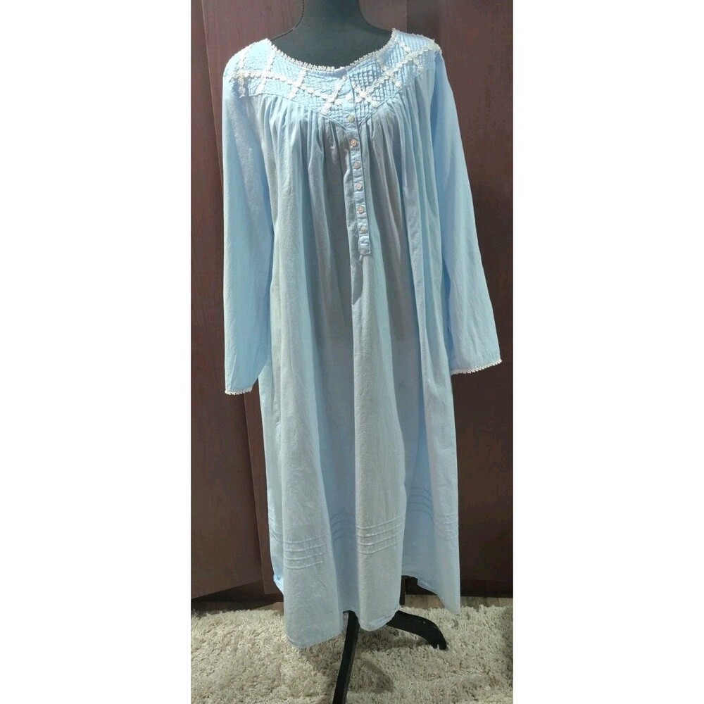 Eileen West Long Sleeve Poetic Blue Print 100% Cotton Lawn Ballet Nightgown XL - Picture 4 of 12